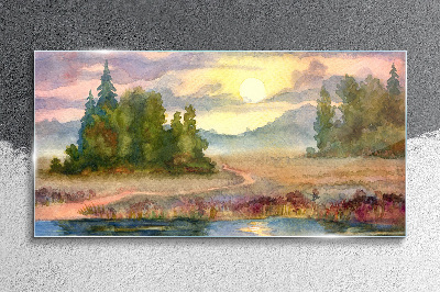Glasbild Ein ruhiger Morgen am See