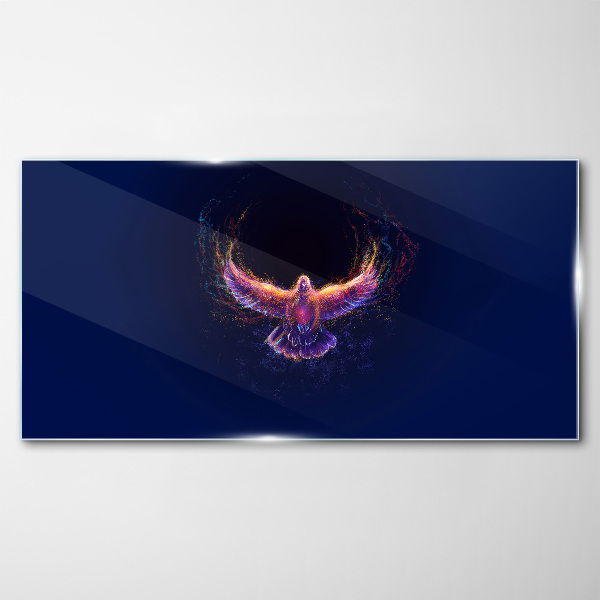 Glasbild Vogel in Flammen