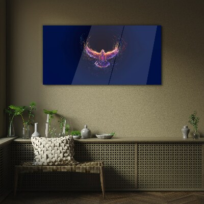 Glasbild Vogel in Flammen