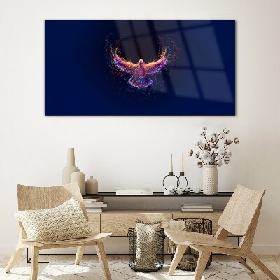 Glasbild Vogel in Flammen