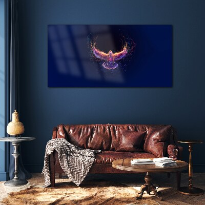 Glasbild Vogel in Flammen