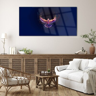 Glasbild Vogel in Flammen