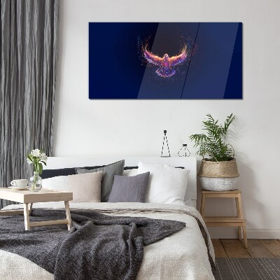 Glasbild Vogel in Flammen