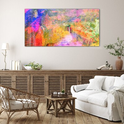 Glasbild Bunte abstrakte Landschaft