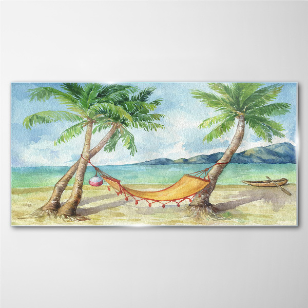 Glasbild Entspannung am tropischen Strand