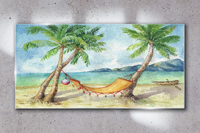 Glasbild Entspannung am tropischen Strand