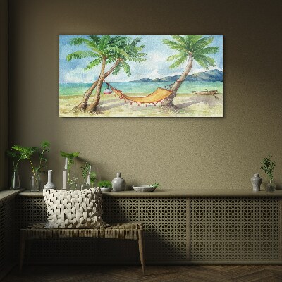 Glasbild Entspannung am tropischen Strand