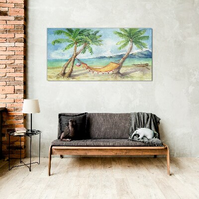 Glasbild Entspannung am tropischen Strand