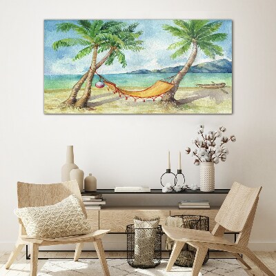 Glasbild Entspannung am tropischen Strand
