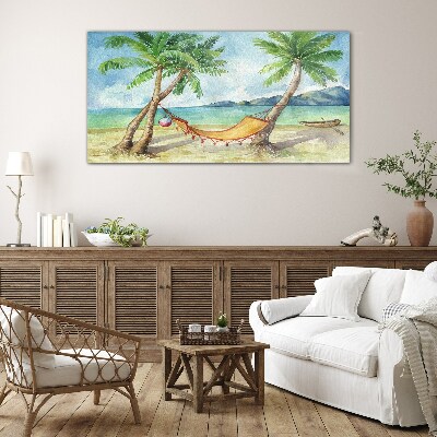 Glasbild Entspannung am tropischen Strand
