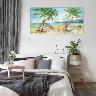 Glasbild Entspannung am tropischen Strand