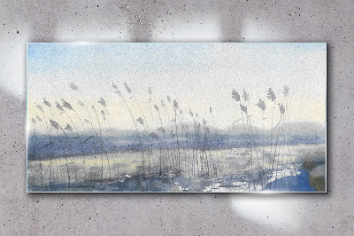 Glas bild Eine friedliche Landschaft mit Gräsern