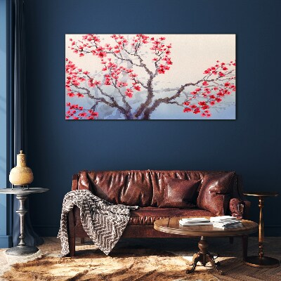 Glasbild Blumenlandschaft eines Frühlingsbaums