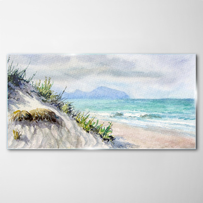 Glasbild Strandlandschaft mit Dünen