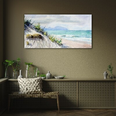 Glasbild Strandlandschaft mit Dünen