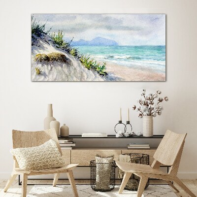 Glasbild Strandlandschaft mit Dünen