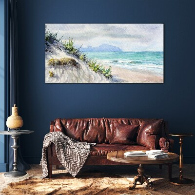 Glasbild Strandlandschaft mit Dünen