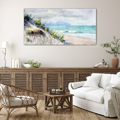 Glasbild Strandlandschaft mit Dünen