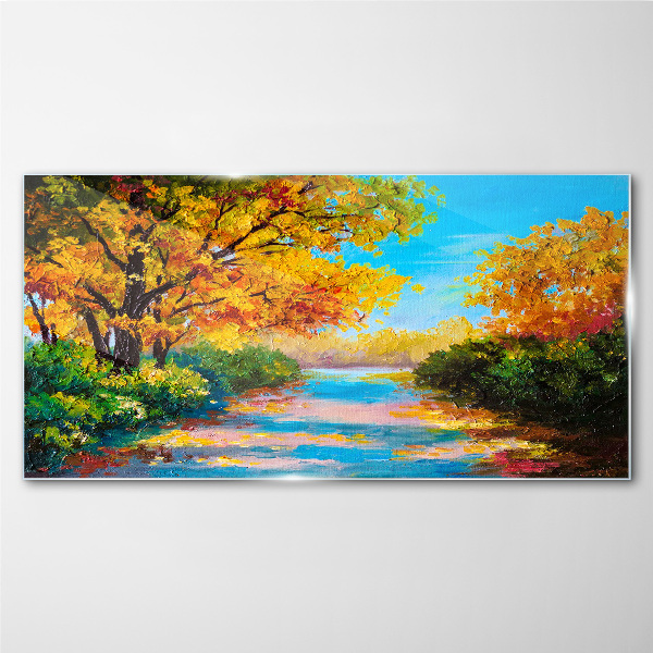 Bild auf glas Goldener Herbst am Fluss