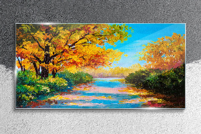 Bild auf glas Goldener Herbst am Fluss