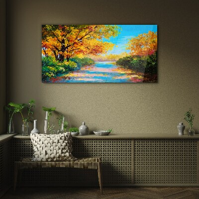 Bild auf glas Goldener Herbst am Fluss