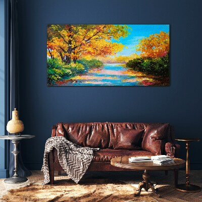 Bild auf glas Goldener Herbst am Fluss