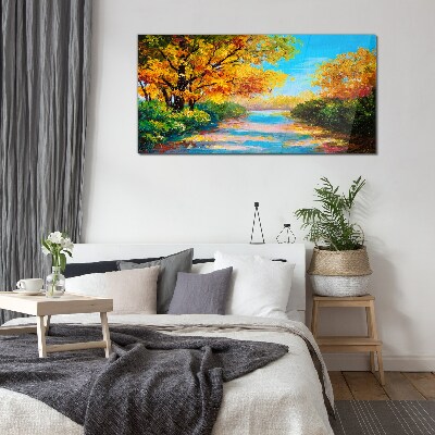 Bild auf glas Goldener Herbst am Fluss