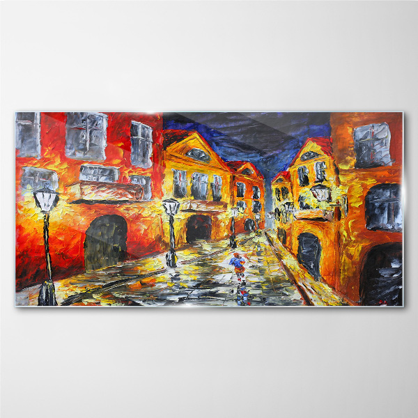 Glasbild Nachtstraße in Farben