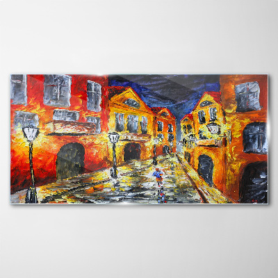 Glasbild Nachtstraße in Farben