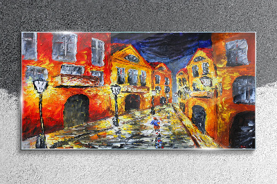 Glasbild Nachtstraße in Farben
