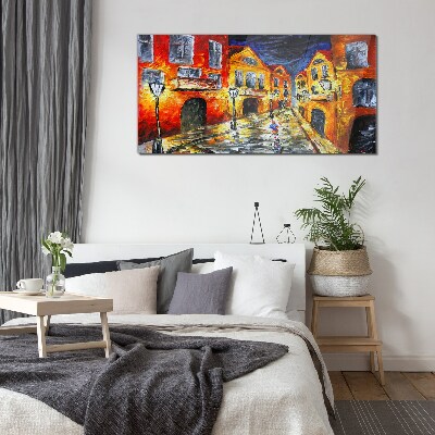 Glasbild Nachtstraße in Farben