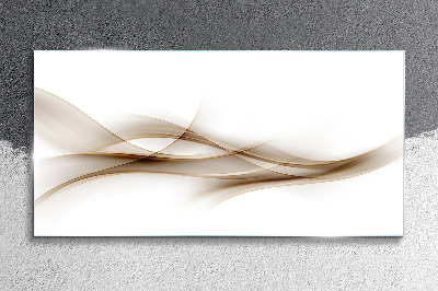 Glasbild Goldene Wellen auf weißem Hintergrund