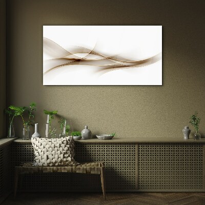 Glasbild Goldene Wellen auf weißem Hintergrund