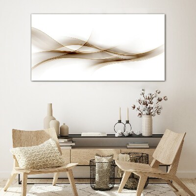 Glasbild Goldene Wellen auf weißem Hintergrund