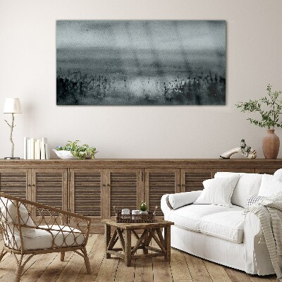 Glasbild Grau-felsige Nebellandschaft