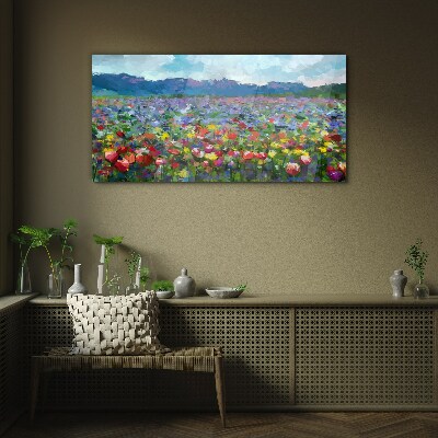 Glasbild Moderne Naturblumen