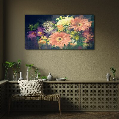 Glasbild Florale Farbexplosion
