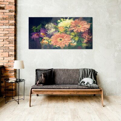 Glasbild Florale Farbexplosion