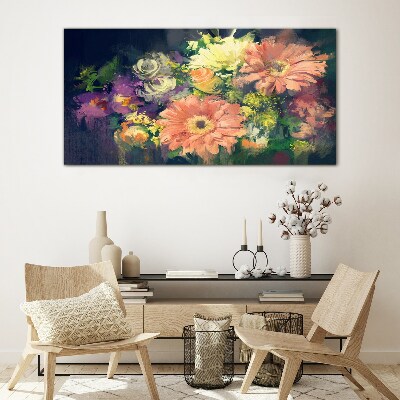 Glasbild Florale Farbexplosion