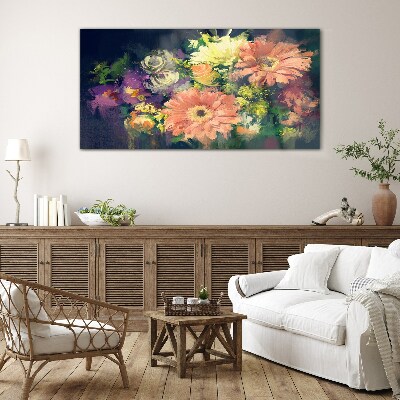 Glasbild Florale Farbexplosion