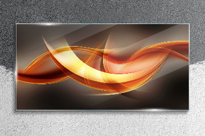 Glasbild Dynamische Wellen warmer Farben