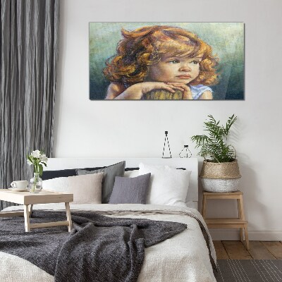 Bild auf glas Ein nachdenkliches Mädchen mit roten Haaren