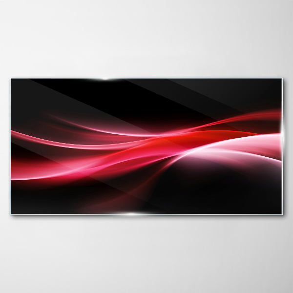 Glasbild Dynamische Wellen aus Rot und Schwarz