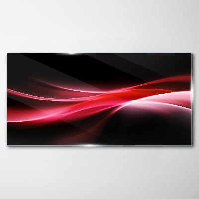 Glasbild Dynamische Wellen aus Rot und Schwarz
