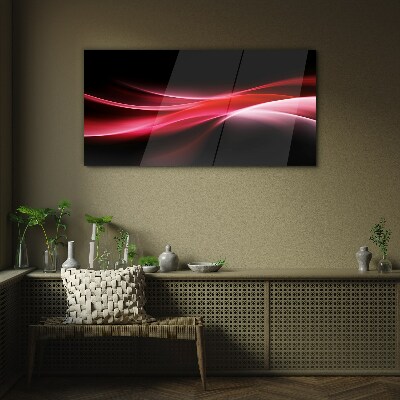 Glasbild Dynamische Wellen aus Rot und Schwarz