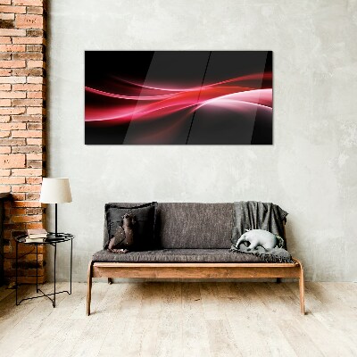 Glasbild Dynamische Wellen aus Rot und Schwarz