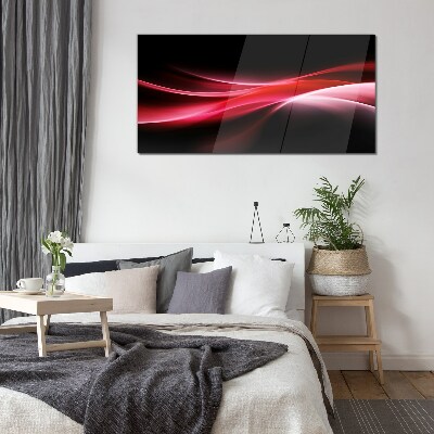 Glasbild Dynamische Wellen aus Rot und Schwarz