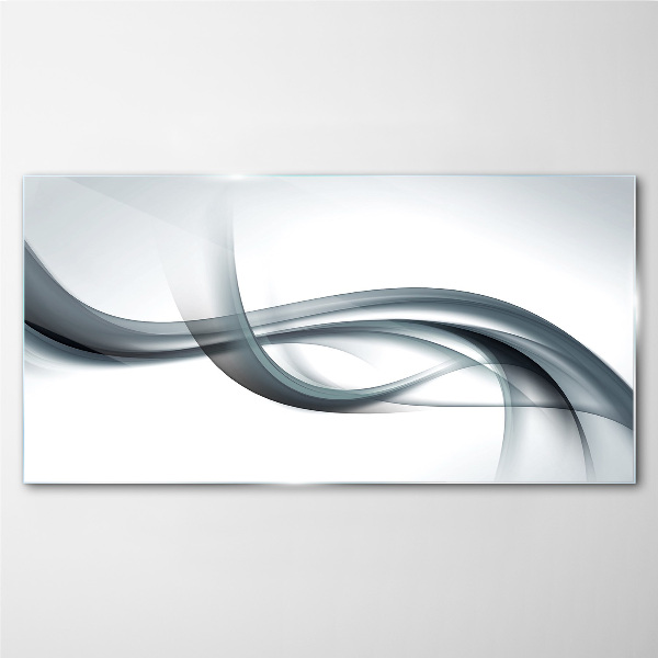 Glasbild Wellen in Grautönen