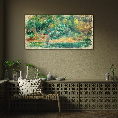Glasbild Grüne Landschaft im Sommerlicht