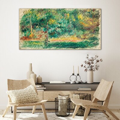 Glasbild Grüne Landschaft im Sommerlicht